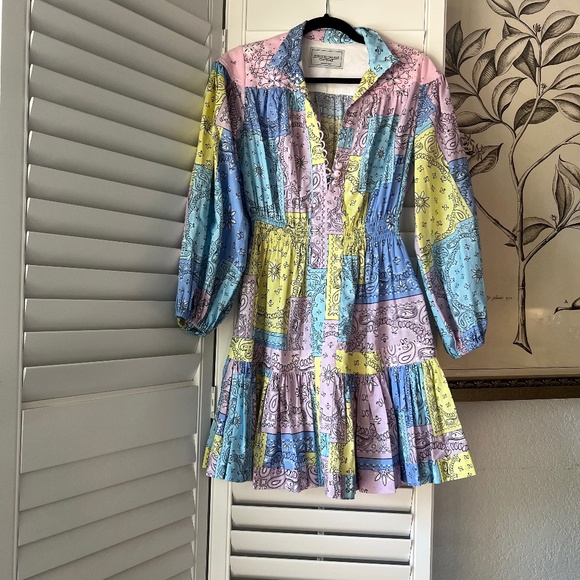 FORTE DEI MARMI COUTURE Bandana-print Mini Dress In Blue Size 38/US M - Picture 2 of 12